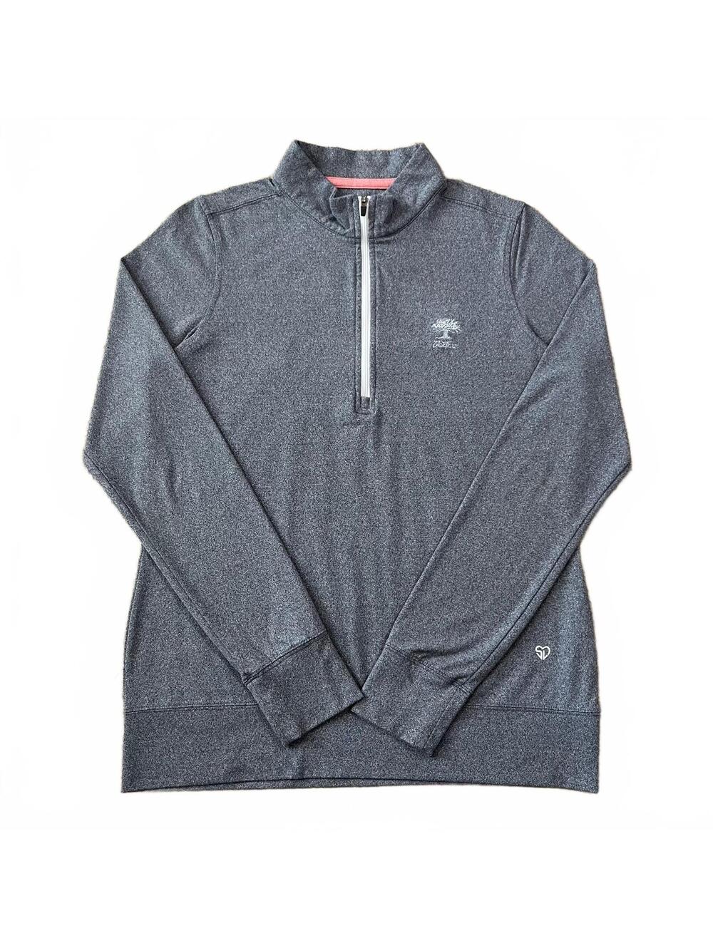 Straight Down Womens Oak Tree Golf 1/4 Zip Pullover Gray Size Medium